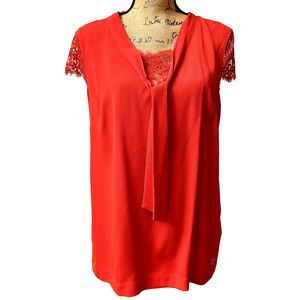 NWOT VDP COLLECTION Scarlet Top Lace Sleeves Front Tie SZ 46/US L Made in Italy